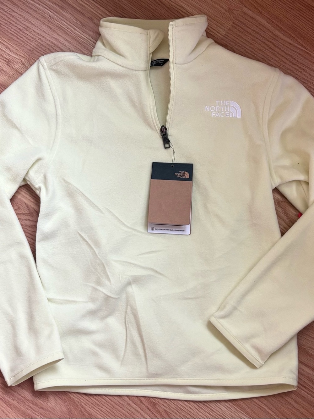 The North Face girls Light Yellow Quarter-Zip Fleece Pullover size M (10/12)